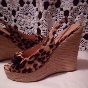 Wild Diva Animal Print Wedge Sandals